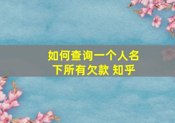 如何查询一个人名下所有欠款 知乎